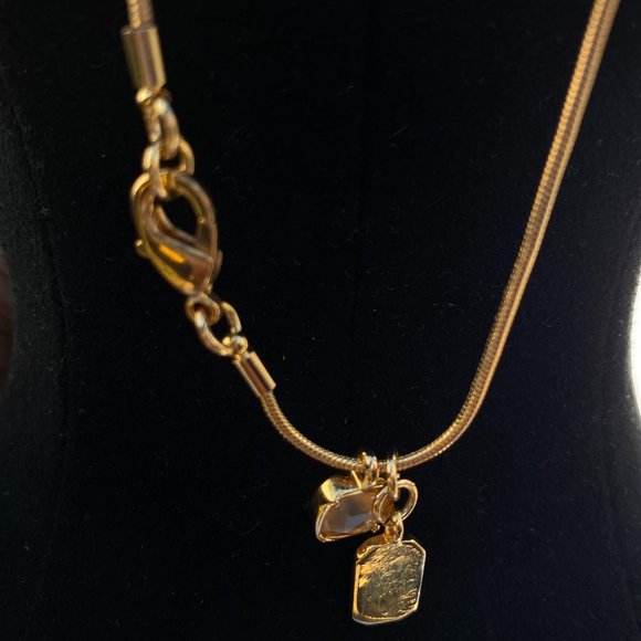 Gold Peach Bellini Lucite Pendant Necklace - Picture 6 of 6